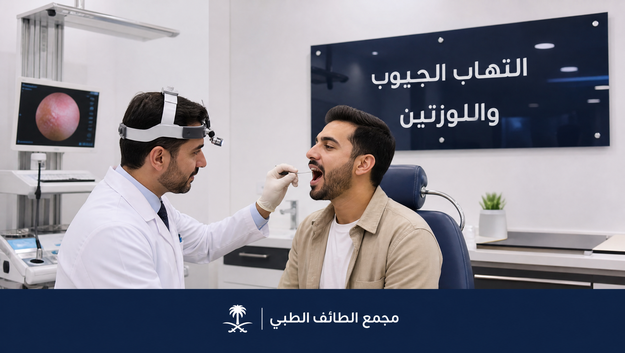 كشف الجيوب الأنفية واللوزتين في عيادة أنف وأذن